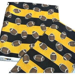 Football Game Day Yellow Black Stripe Home Decor Canvas Fabric Iowa Remnants